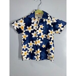 Royal‎ Creations Hawaii boys button up short sleeve blue white Hawaiian shirt